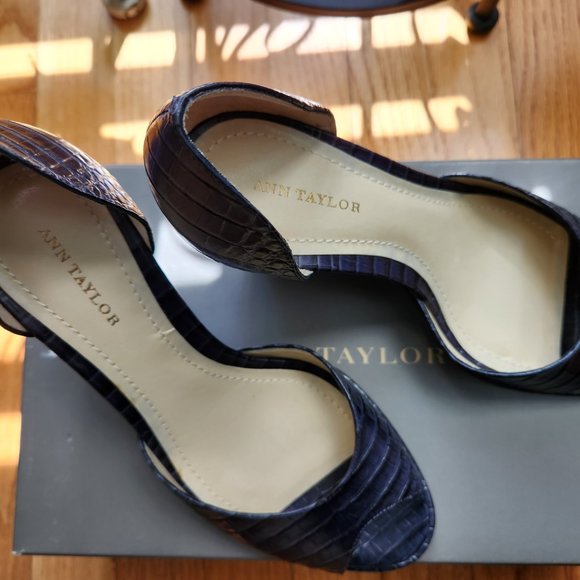 Navy Open Toe Wedge Sandal - Picture 2 of 3